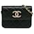 Embreagem Chanel preta de zircônio em pele de cordeiro com bolsa crossbody de corrente Preto Couro  ref.1392755