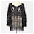 Alberta Ferretti Black Lace Fringe Embroidered Longsleeve Blouse Silk  ref.1393399