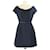 Christian Dior – Marineblaues mittellanges Kleid mit Gürtel Seide  ref.1393406