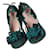 Miu Miu Ballerine scrunch con fiocco in pelle scamosciata verde scuro con frange 5F8189 F005 Svezia  ref.1393507