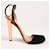 Sandalias de tacón con tira al tobillo y punta abierta de gamuza negra/dorada de Gucci, talla 37,5 EU Negro Terciopelo  ref.1393512