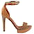 Lanvin Suede Leather Trim Embellishment Heels Sandals in Caramel 37.5 EU Brown  ref.1393519