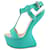 Giuseppe Zanotti Turquoise Blue Suede T Strap Platform Heel Less Wedge Sandals Size 37  ref.1393520