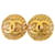 Chanel Gold CC Clip On Earrings Golden Metal Gold-plated  ref.1393602