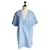 Vestido de verano BEL AIR con estampado vichy azul cielo calado T2 NUEVO Azul claro Algodón  ref.1393690