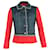 Moschino Jeans Vintage-Panel-Jacke aus rotem und blauem Denim Bordeaux John  ref.1393718