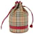 Autre Marque Bolsa Burberrys Nova Check com cordão em lona vermelho bege Auth 74386  ref.1393856