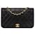 Chanel – Gesteppte Umhängetasche aus Lammleder mit 24 Karat Gold Schwarz Leinwand  ref.1393937