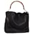 Bolsa de ombro de bambu GUCCI couro 2 vias preta 001 1577 Auth 74564 Preto  ref.1394385