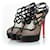 Christian Louboutin, Branda slingback fishnet heels. Black Leather  ref.1394390