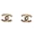 NEW CHANEL EARRINGS LOGO CC STRASS CHIPS IN GOLD METAL EARRINGS Golden  ref.1394661