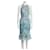Marchesa Lace dress with mermaid flounce Multiple colors Turquoise  ref.1395466