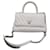 Bolso Chanel Coco Handle pequeño de 24 cm en piel de caviar blanco perlado acolchado en espiga. Cuero  ref.1395548