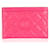 Porte-cartes CC en cuir d'agneau matelassé rose Chanel avec point de diamant  ref.1395766