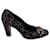 Gucci Black Horsebit Print Pumps Heels with Bamboo Horsebit Size 37.5 Cloth  ref.1395969