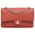 Patta foderata in pelle di agnello Chevron classica rossa rossa Chanel Rosso  ref.1396584