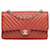 Chanel Red Medium Classic Chevron Aba forrada de pele de cordeiro Vermelho Couro  ref.1396584