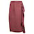 Falda midi drapeada Yves Saint Laurent en seda burdeos Roja  ref.1396630