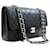 CHANEL Classic Double Flap 10" Silver Chain Shoulder Bag Black Lam Leather  ref.1396871