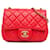 Rabat écrasé en cuir d'agneau mini carré rouge Chanel  ref.1398574