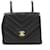 Rabat en cuir d'agneau CC Chevron noir Chanel  ref.1398594