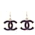 Chanel Pendientes Maxi púrpura CC en aros. Dorado Metal  ref.1398711