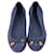 Gucci Blue Suede Bamboo Bow Ballet Flats, Size 37.5  ref.1399758