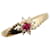 & Other Stories [LuxUness] 18Anillo de metal con anillo de rubí y flor K en excelentes condiciones  ref.1400485