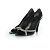 Gina, Décolleté spuntate in pelle nera con strass Nero