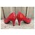 Charles Jourdan Pumps aus rotem Leder 8 cm Absatz - Ansicht 4