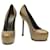 Yves Saint Laurent Heels Golden Leather  ref.1404485