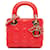 Dior Red Mini Lambskin Cannage Lady Dior Leather  ref.1405960