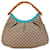 Hobo con borchie di bambù in tela Gucci GG marrone Pelle  ref.1406332