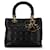 Black Dior Medium Lambskin Cannage Lady Dior Satchel Leather  ref.1406485