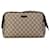 Gucci Brown GG Supreme Clutch Beige Leather Cloth Pony-style calfskin Cloth  ref.1407687