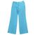 Autre Marque Pantalón Caractère de seda y lino turquesa