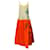 Dries Van Noten Trocknet van Noten Elfenbein / Orangefarbenes, mehrfarbig bedrucktes ärmelloses Kleid aus Baumwolle und Leinen mit V-Ausschnitt Mehrfarben  ref.1408130