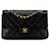 Bolsa de ombro Chanel Medium Classic em couro de cordeiro preto com dupla aba  ref.1408217