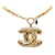 Gold Chanel CC Quilted Pendant Necklace Golden Gold-plated  ref.1408248