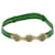 Green & Gold-Tone Judith Leiber Leather & Cabochon Belt  ref.1408306