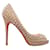 Beige Christian Louboutin Studded Peep-Toe Pumps Size 39 Leather  ref.1408366