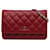 Wallet On Chain Portefeuille en cuir d'agneau CC Chanel rouge sur sac à bandoulière chaîne  ref.1410336