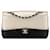 Bolsa de ombro Silver Chanel Medium Classic Bicolor Caviar Double Flap Prata Couro  ref.1410385