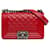 Boy Borsa a tracolla con patta da ragazzo piccola in pelle di agnello rossa Chanel Rosso  ref.1410455