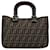 Brown Fendi Zucca Twins Canvas Handbag Leather  ref.1410509