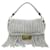 Fendi Gray Knitted Wool Fringe Baguette Satchel Grey Cloth  ref.1410924