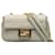 White Fendi Zucca Embossed Chain Midi Baguette Shoulder Bag Leather  ref.1413035