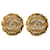 Gold Chanel Gold Plated CC Crystal Clip On Earrings Golden  ref.1413234