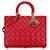 Red Dior Large Lambskin Cannage Lady Dior Satchel Leather  ref.1413269