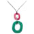 Hermès NEW HERMES KARA NECKLACE TRICOLOR LACQUER HORN PENDANT GREEN PINK NECKLACE Gold-plated  ref.1413986